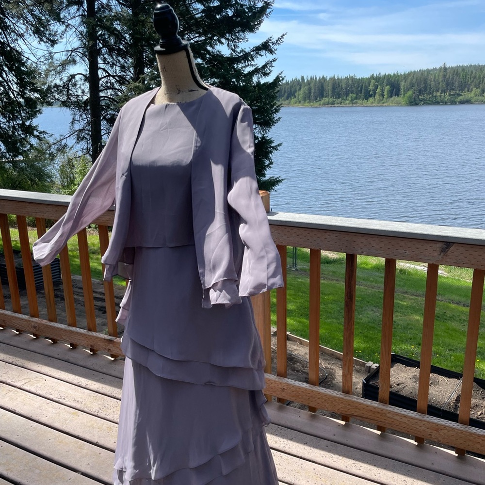 NWT Mother of The Bride Chiffon Tiered Ruffles Long Formal Evening Gowns - Picture 4 of 10
